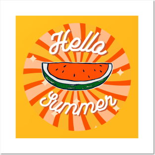 Hello Summer Watermelon Graphic Tee Posters and Art